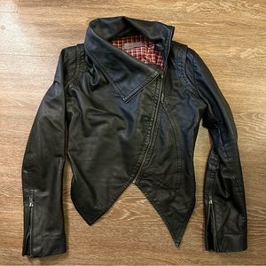 Crabrocks asymmetrical leather jacket.